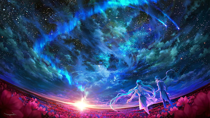 HD wallpaper: anime, star, light