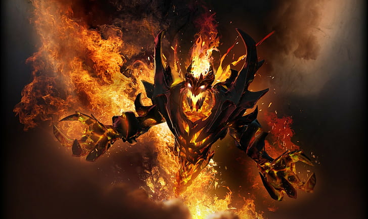 dota 2 shadow fiend video games nevermore, fire, burning, flame, HD wallpaper