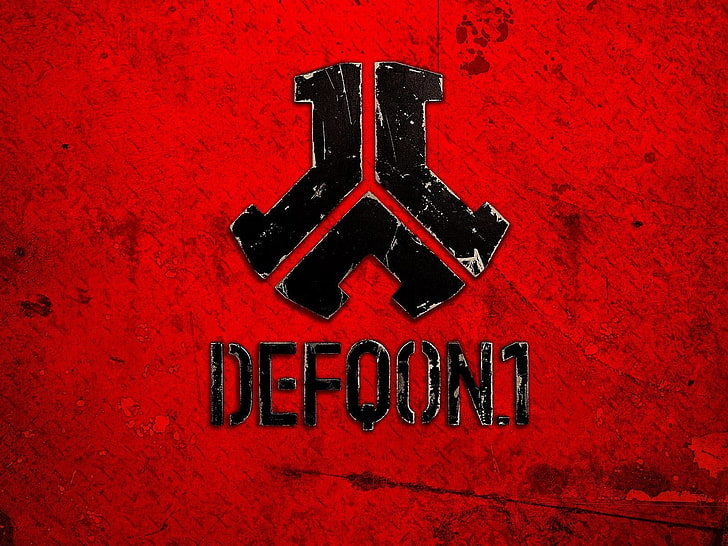 red background with Defqon1 text overlay, Video Game, Defcon, HD wallpaper