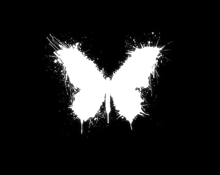 HD wallpaper: white butterfly clip-art, style, black, blot, the accident,  good luck | Wallpaper Flare