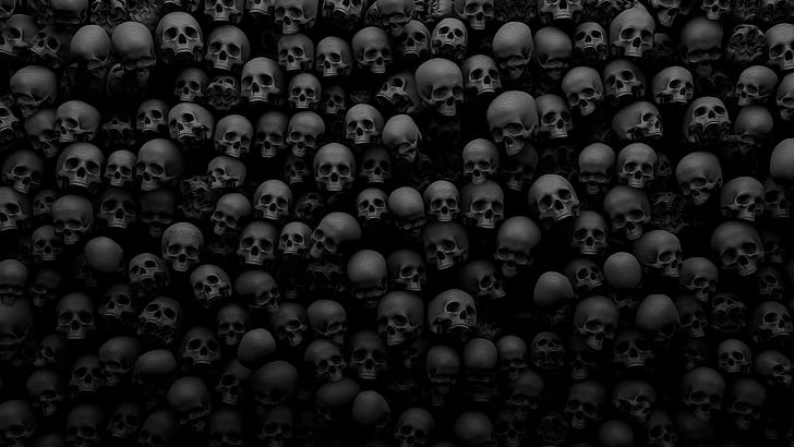 Skull, Black Skulls, 3D, Many