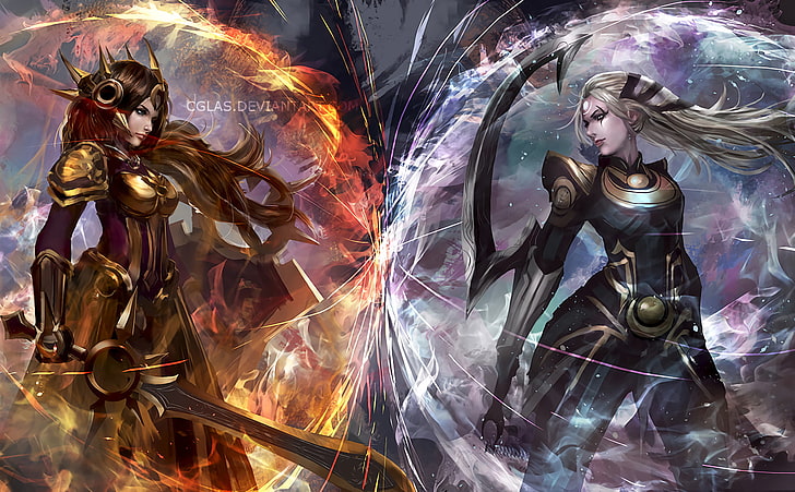 two LOL game characters, Video Game, League Of Legends, Diana (League Of Legends), HD wallpaper