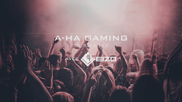 A-Ha Gaming, logo, people, crowd, group of people, large group of people