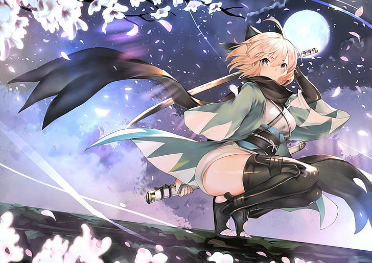 Fate Series, Fate/Grand Order, Okita Souji, Sakura Saber, women, HD wallpaper