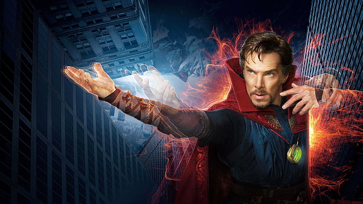 man in red cloak illustration, Benedict Cumberbatch, Dr Stephen Strange, HD wallpaper