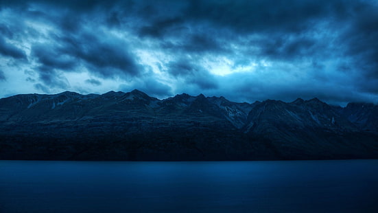 HD wallpaper: Mountains, Blue, Dark, Hill, Sky | Wallpaper Flare