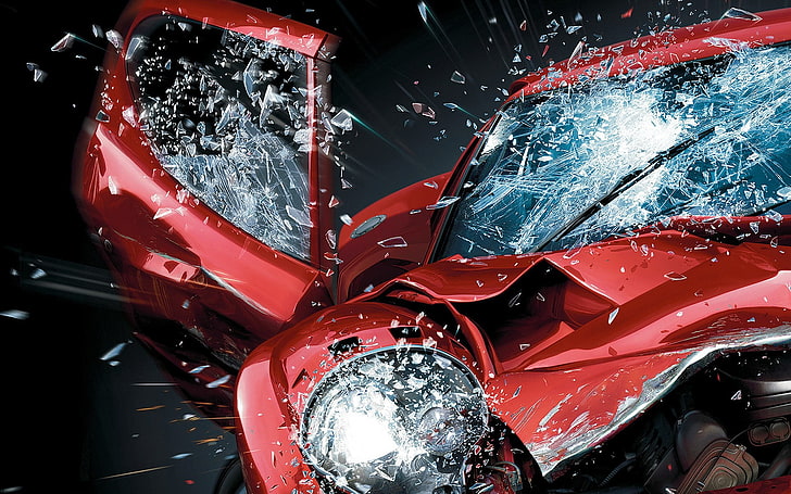 red sports car, machine, auto, Burnout, Paradise, crash, land Vehicle, HD wallpaper