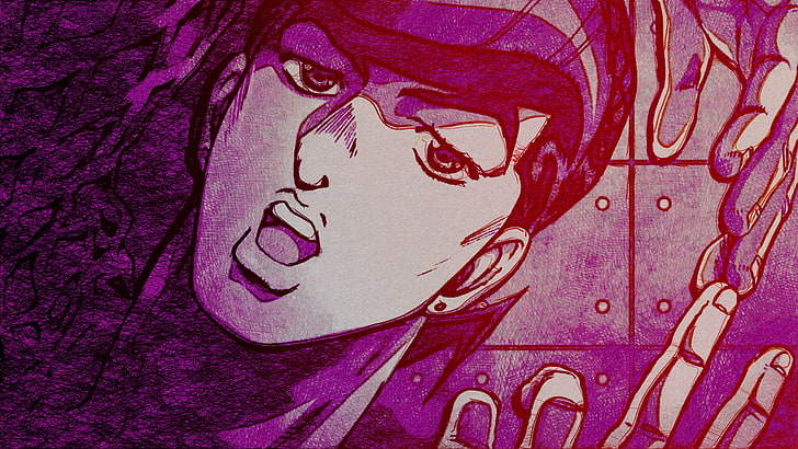 Anime, Jojo's Bizarre Adventure, Josuke Higashikata, pink color, HD wallpaper