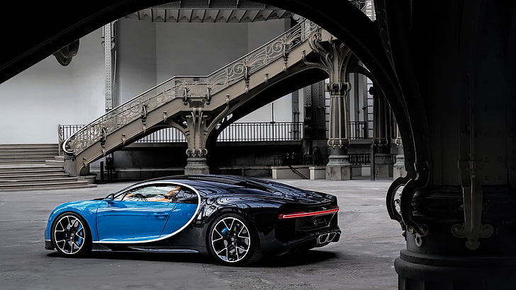 blue and black sports coupe, car, sports car, supercars, urban, HD wallpaper