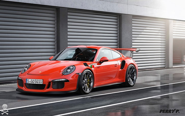 Porsche, red cars, mode of transportation, motor vehicle, land vehicle, HD wallpaper