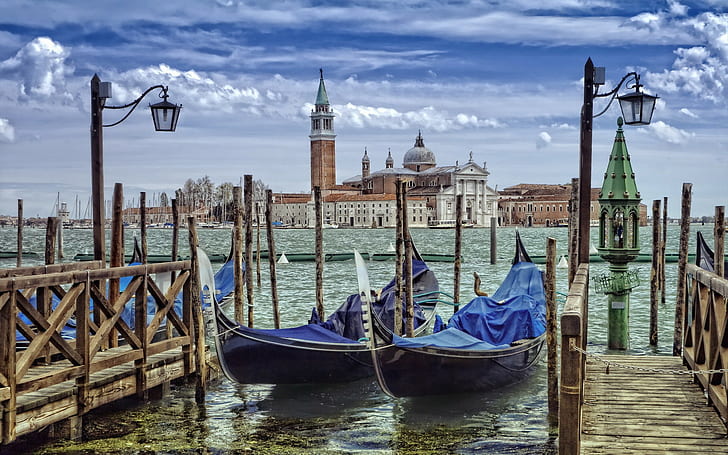 gondolas, Venice, Grand Canal, Italy, HD wallpaper