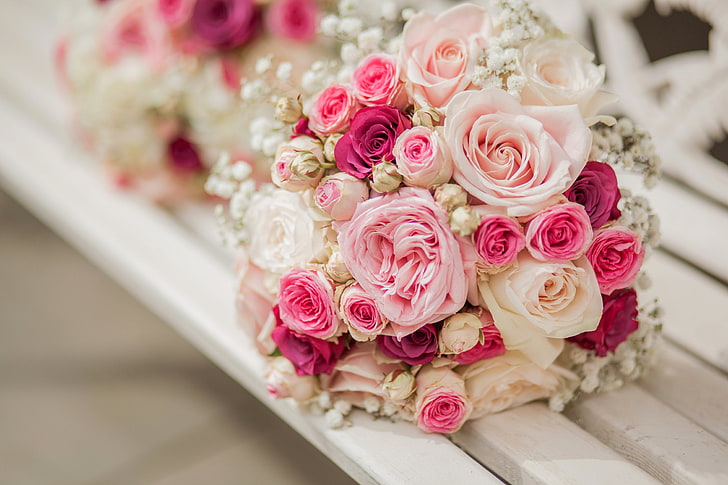 bouquet of pink, white, and red roses, flowers, wedding, rose - Flower