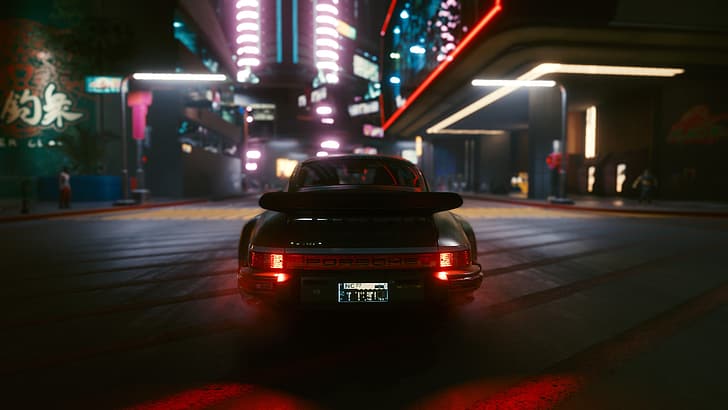 Cyberpunk 2077, Porsche, game capture, HD wallpaper