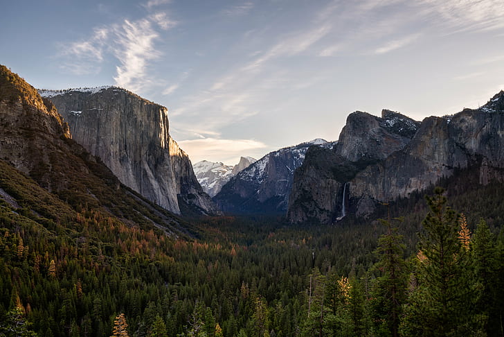 photography of rock mountains during daylight, Sunrise, Tunnel View