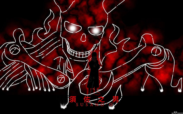 white skull illustration, Naruto Shippuuden, anime, Uchiha Sasuke, HD wallpaper