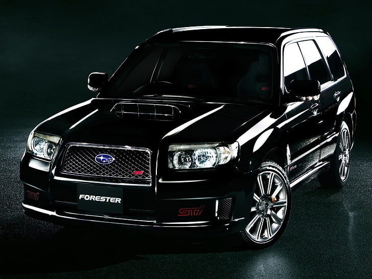 black Subaru Forester, tuning, jeep, twilight, drives, the front, HD wallpaper