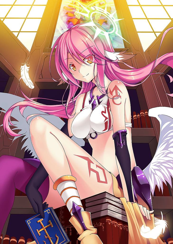 No-Game-No-Life,-Jibril,-Pink-Hair,-Wings, HD wallpaper