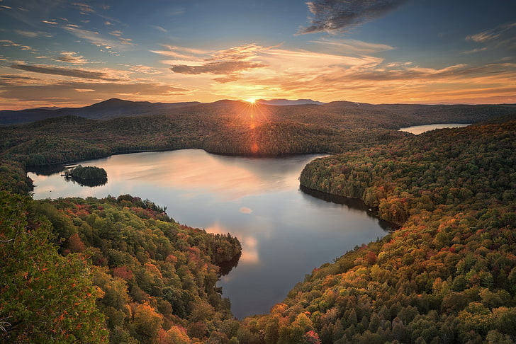 landscape, pond, Vermont, sky, scenics - nature, beauty in nature, HD wallpaper