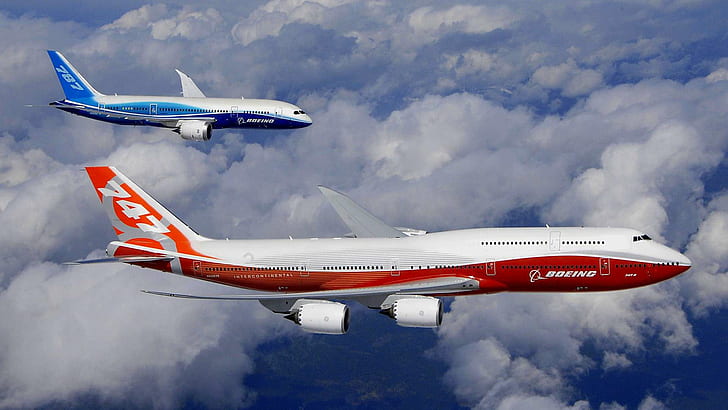 Dreamliner and 747-800 HD, boeing, HD wallpaper