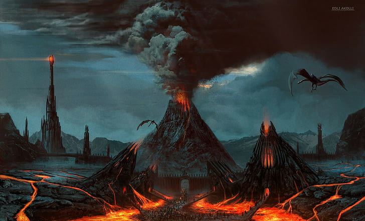The Lord of the Rings, fantasy art, concept art, Mount Doom, HD wallpaper