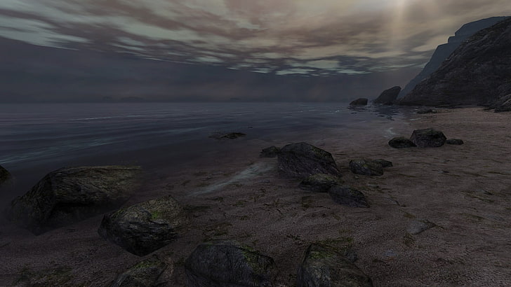 brown sand and ocean, Dear Esther, Source Engine, entertainment