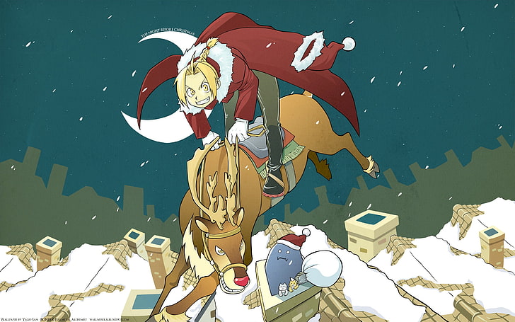 Full Metal Alchemist, Elric Edward, Elric Alphonse, anime, Christmas, HD wallpaper