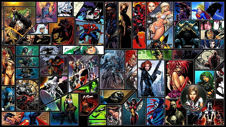 Marvel Comics, Spider-Man, Black Widow, Silver Surfer, Spider-Woman, HD wallpaper