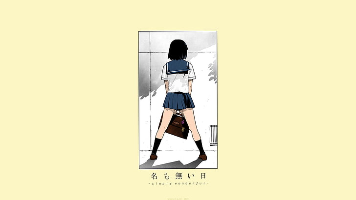 Yukimi, short hair, black hair, school uniform, schoolgirl, HD wallpaper