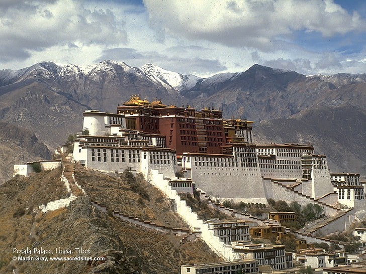 Asia, architecture, building, ancient, Tibet, palace, Potala Palace, HD wallpaper