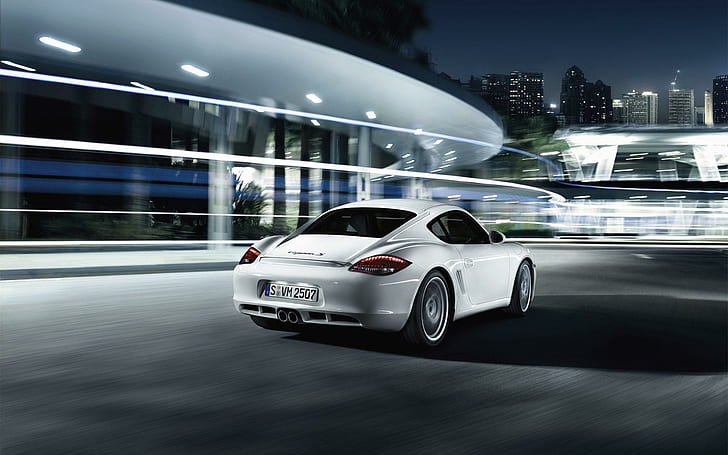 Porsche Cayman S 2, white coupe, cars, HD wallpaper