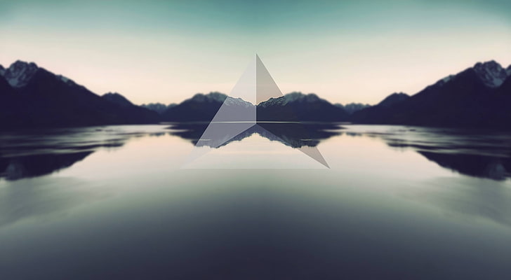 HD wallpaper: Triangle, Aero, Creative, hipster, minimalist, mountain, lake  | Wallpaper Flare