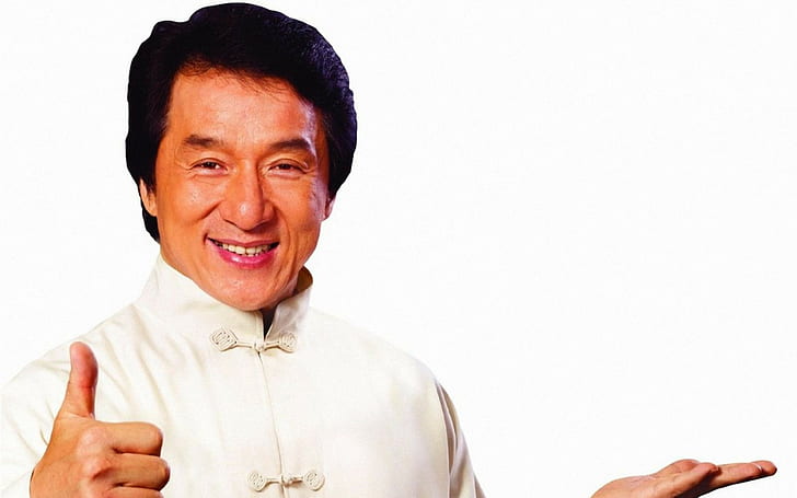 jackie chan, actor backgrounds, white suit, smile, Download 3840x2400 jackie chan