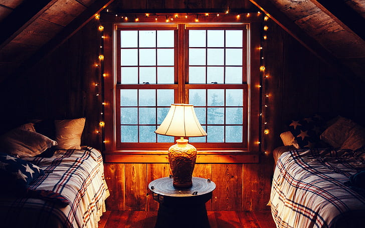 cabin, snow, interior, HD wallpaper