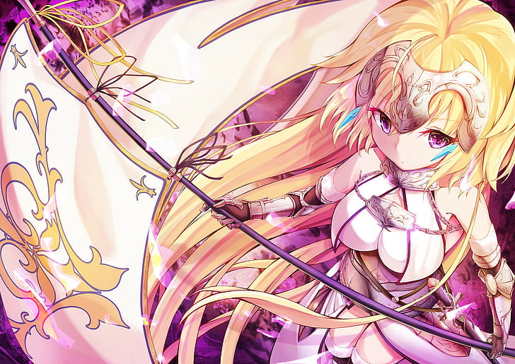 Fate/Grand Order, Jeanne D'Arc(Fate/Grand Order), blonde, purple eyes, HD wallpaper