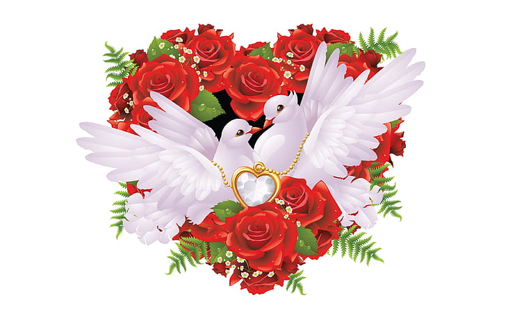 Hd Wallpaper Heart From Red Roses Romantic Love On Pair White