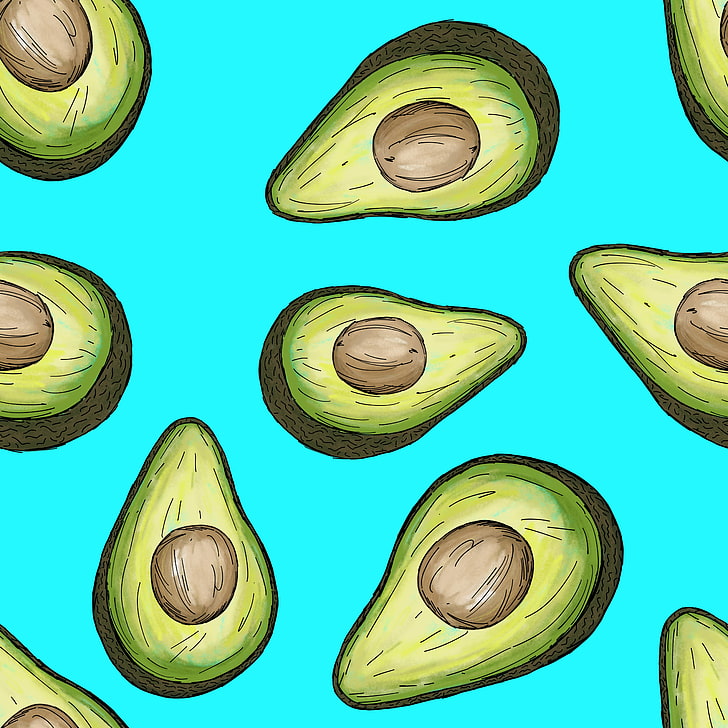 sliced avocados clip art, fruit, vector, food, backgrounds, computer Graphic, HD wallpaper