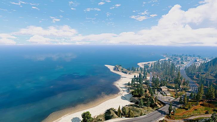 trees and sea, Grand Theft Auto V, Redux, horizon, video games