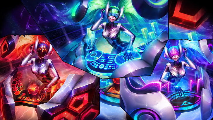 League of Legends, Sona (League of Legends), DJ Sona, multi colored, HD wallpaper