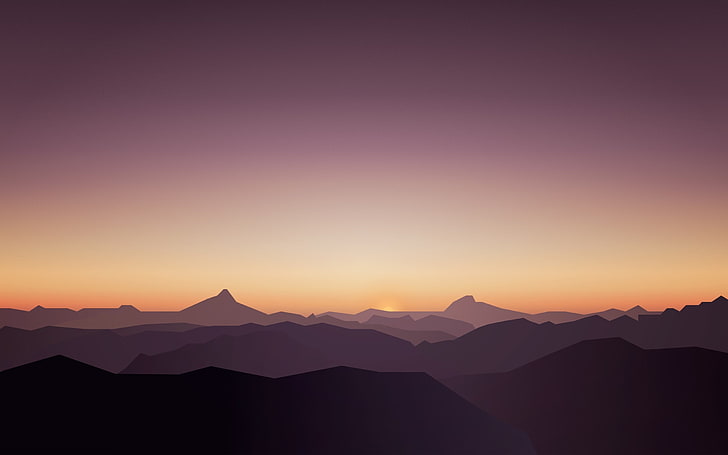 Sunset Mountains Calm High Quality Wallpaper, sky, beauty in nature