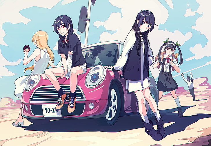 Monogatari Series, anime girls, Oshino Shinobu, Kanbaru Suruga, HD wallpaper