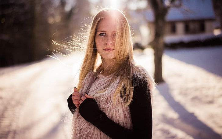 DAVALI Photography, winter, sunlight, snow, 500px, women outdoors, HD wallpaper