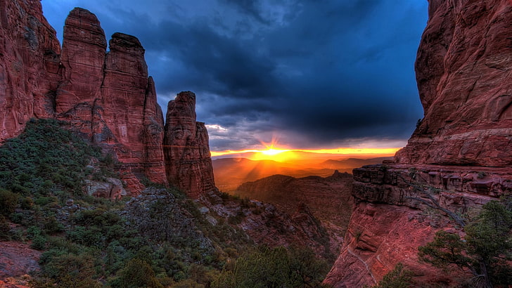 sky, cathedral rock, wilderness, canyon, national park, formation