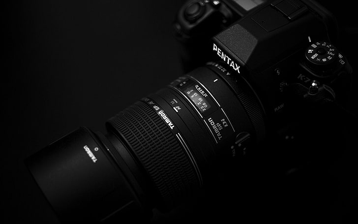 black Pentax DSLR camera, logo, lens, camera - Photographic Equipment