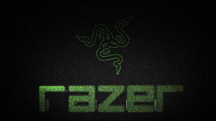 Razer logo, PC gaming, green color, communication, neon, black background