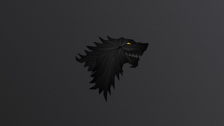 black dragon illustration, Game of Thrones, wolf, logo, copy space