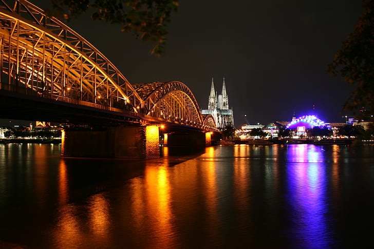 photo of bridge during night, cologne, cologne, Central, Kölner Dom