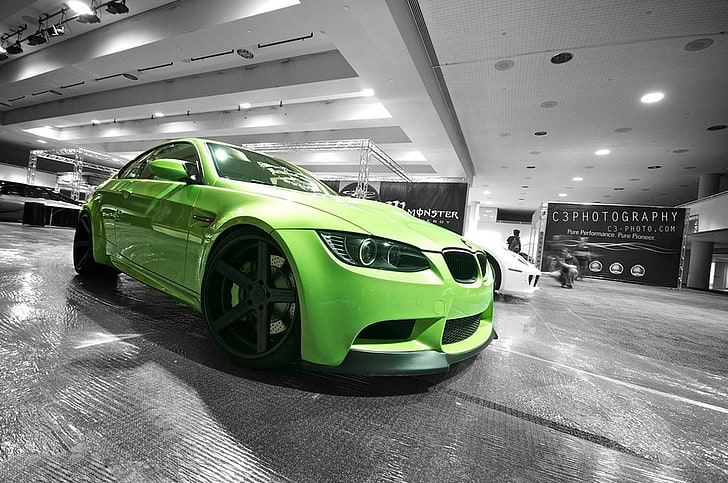 green and black car seat, BMW, green cars, BMW M3 , vehicle, mode of transportation, HD wallpaper