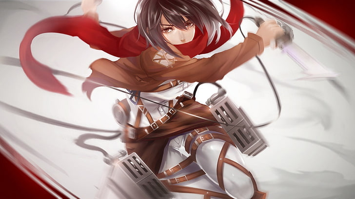 female anime character illustration, Shingeki no Kyojin, Mikasa Ackerman