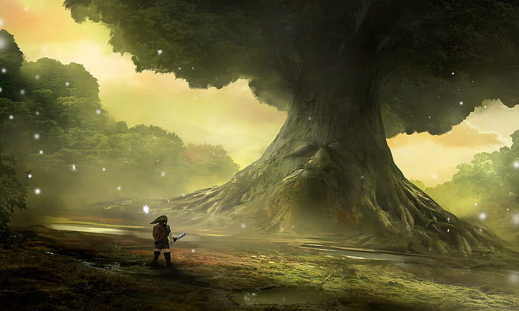 Zelda, The Legend Of Zelda: Ocarina Of Time, Link, Tree, Warrior, HD wallpaper