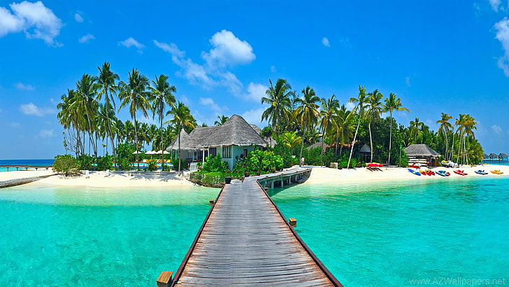 Resort Kandooma Kang Duma Tropical Island Maldives Sandy Beach Palm Trees Bungalows Pool Summer Hd Wallpaper 3840×2160
